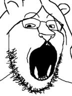 animal cat ear feline glasses lion long_hair open_mouth soyjak stubble variant:gapejak // 600x800 // 473.1KB