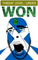 ahegao country emerald flag flag:scotland gem glasses green green_eyes hair looking_up open_mouth schlog_color_event scotland soyjak soyjak_blog stubble teeth text threat_level_green united_kingdom variant:cobson won // 721x1115 // 169.7KB