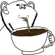 coffee cup drinking drinking_straw ear hand holding_object mug sip soyjak stubble subvariant:impdrink variant:impish_soyak_ears // 845x850 // 138.8KB