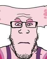 angel_dust closed_mouth faggot gay glasses hazbin_hotel neutral pink_hair purple_eyes purple_lipstick stubble subvariant:neutralplier variant:markiplier_soyjak // 493x624 // 100.1KB