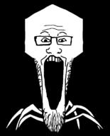 bacteriophage glasses objectsoy open_mouth science soyjak stretched_mouth stubble variant:markiplier_soyjak virus // 622x772 // 83.9KB