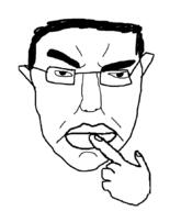 closed_mouth confused ear glasses hair hand raised_eyebrow soyjak subvariant:pol_face thinking variant:chudjak // 740x859 // 48.8KB
