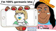 2soyjaks anime blond brown_skin clothes fact flag hair hand hat i_love larp map_(pedophile) mexcrement name_tag nigger pacifier painted_nails pedophile phone satoko_houjou(namefag) slopjak soybooru soyjak speech_bubble subvariant:soylita text tranny variant:alicia variant:gapejak // 2218x1237 // 991.2KB