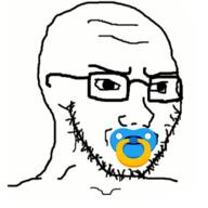 glasses pacifier soyjak stubble subvariant:soyak_(irritated) variant:soyak // 720x720 // 164.4KB