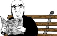 bench eyebrows_up glasses holding_object newspaper stubble variant:godjak // 255x163 // 20.4KB