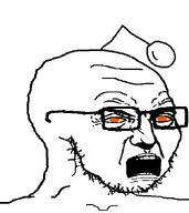 alternate angry antenna frown gape glasses looking_to_the_right open_mouth orange_eyes punisher_face reddit redditard snoo soyboy soyjak stubble subvariant:soyak_34 teeth variant:soyak white_background wojak wrinkles // 605x678 // 8.0KB