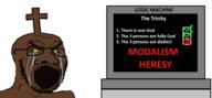 animated arianism black_skin brainlet checkmark christian_cross christian_identity christianity computer cross crying glasses god heresy logic logic_machine machine modalism open_mouth religion screen soyjak stubble text theology thick_eyebrows trinity tritheism variant:soyak x yellow_sclera // 648x301 // 877.3KB