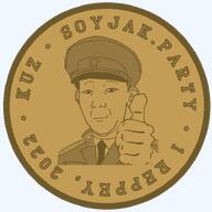 clothes coin collar_tabs hand hat military_cap military_uniform reppey smile star_(symbol) suit_and_tie text thumbs_up variant:kuzjak // 750x750 // 26.6KB