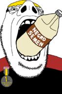 badge beard nate negro_semen open_mouth soyjak stubble subvariant:cobson_up variant:cobson yellow_hair // 702x1063 // 70.4KB