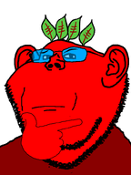 beetroot broot emoticon eyebrow_raise finger glasses hand hand_on_face leaf red_skin series:brootmoji stubble thinking transparent_background variant:impish_soyak_ears 🤔 // 598x800 // 20.7KB