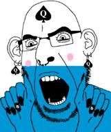 bavaria bbc blush ear facial_mark flag flag:bavaria_(striped) forehead_mark germany glasses hair hand nose_piercing nose_ring open_mouth painted_nails queen_of_spades soyjak stubble subvariant:slutson subvariant:spadeson tattoo variant:cobson // 723x861 // 68.5KB