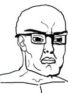 alternate angry buff glasses gymcel soyjak thick_eyebrows variant:chudjak // 645x870 // 2.1MB
