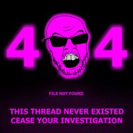 404 artist:gapenewell glasses glowing mustache open_mouth pink quote quote_(user) soyjak stubble text variant:feraljak // 500x500 // 73.4KB
