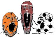 3soyjaks baseball basketball brown_skin glasses open_mouth orange_skin soccer soyjak sports stretched_mouth stubble trend:soyjak_trio variant:gapejak variant:markiplier_soyjak variant:tony_soprano_soyjak // 1232x842 // 295.2KB