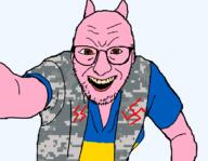 arm clothes glasses pig pigger smile soyjak stubble ukraine variant:walmartjak walmart white_background // 750x583 // 139.1KB