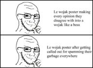 anti_soyjak glasses hand smile smug soyjak stubble text variant:soyak // 680x495 // 162.4KB