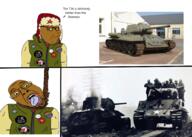 antifa black_and_white brown_skin clothes commie commie_pedo_troon communism hanging hat historical history irl jacket korea korean_text korean_war leftist lgbt lgbt_flag m4_sherman noose sherman t-34-85 tank tankies tanks transgender_flag ushanka variant:bernd variant:smugjak // 1817x1296 // 2.0MB