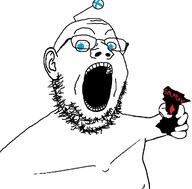 antenna arm blue_eyes country crazed cross ear finland glasses hand holding_object open_mouth soyjak stubble variant:gapejak // 1218x1200 // 103.3KB