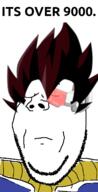 armor closed_eyes closed_mouth clothes dragon_ball dragon_ball_z hair its_over its_over_9000 pun soyjak stubble subvariant:wholesome_soyjak text variant:gapejak vegeta // 600x1175 // 125.8KB
