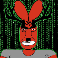 angry animated antler closed_mouth clothes glasses horn matrix mustache soyjak subvariant:chudjak_front tshirt variant:chudjak // 460x341 // 745.7KB