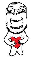 arm closed_mouth full_body glasses hand heart holding_heart holding_object redraw smile soyjak stubble subvariant:wholesome_soyjak variant:gapejak // 311x504 // 60.9KB