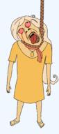 ack anti_ongezellig bloodshot_eyes cartoon clothes coco_(ongezellig) crying dead dress eyelashes female full_body hair hanging makeup necklace ongezellig open_mouth orange_skin rope soyjak suicide tongue tranny variant:bernd yellow_hair yellow_teeth // 1197x2709 // 62.4KB