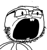 arm buck_teeth glasses open_mouth skinny soyjak stubble variant:clitty_bob // 405x425 // 9.3KB