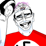 brain exposed_brain jujutsu_kaisen nazi_flag nazism open_mouth parody purple_hair smile subvariant:chudjak_front swastika tranny troon troonella variant:bernd variant:chudjak white_background yellow_teeth // 768x768 // 52.8KB