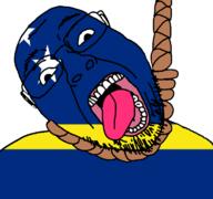 ack curacao flag flag:curaçao glasses hair hanging netherlands open_mouth rope soyjak star_(symbol) stubble suicide teeth tongue variant:bernd yellow_teeth // 768x719 // 34.4KB