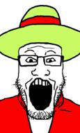 anime clothes glasses hat monkey_d_luffy one_piece open_mouth soyjak stubble variant:markiplier_soyjak // 600x1000 // 37.3KB