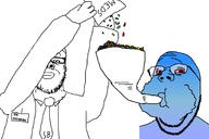 2soyjaks arm bloodshot_eyes calm closed_mouth clothes doctor dr_soyberg eating glasses hand holding_object hopper meds necktie soyjak stubble subvariant:wholesome_soyjak variant:a24_slowburn_soyjak variant:gapejak // 1800x1200 // 323.0KB