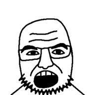 glasses open_mouth soyjak stubble template thick_eyebrows variant:unknown // 300x300 // 7.5KB