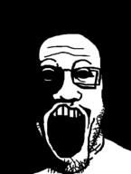 bald dark glasses ominous open_mouth rape stubble variant:markiplier_soyjak // 400x531 // 3.6KB