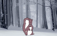 animal crying forest full_body glasses hobo_johnson irl_background lonely nutwave sad snow snow_storm song:hobo_johnson_-_february_15th soyjak subvariant:feralsquirrel tree variant:feraljak video winter // 2880x1800, 16.2s // 17.7MB
