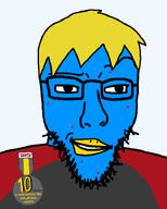 acne badge beak blond blue_skin grey_shirt immigrant nusoi nusoicaca red_shirt series:x_inmigrants twitter_immigrant variant:lesoyface x xitter xitter_immigrant yellow_hair // 578x720 // 24.6KB