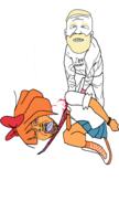 anti_ongezellig aryan blond bloodshot_eyes blue_eyes bow clenched_teeth crying decapitation holding_object holding_sword katana meta:tagme mymy negan ongezellig orange_hair orange_skin severed_head soyjak sword variant:bernd weapon yellow_teeth // 1080x1920 // 431.7KB