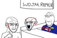 3soyjaks arm best_soy bloodshot_eyes clothes crying ear ear_surgery glasses hand holding_object incomprehensible_woahjack large_eyebrows open_mouth smile soyjak stapler staples stretched_mouth stubble subvariant:wholesome_soyjak surgery thumbs_up toy variant:cryboy_soyjak variant:gapejak variant:soyak wojak_repair // 1630x1080 // 209.3KB
