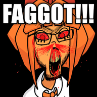 angry black_background blood_from_nose bloodshot_eyes faggot impact_font mymy_(ongezellig) ongezellig orange_hair orange_skin orange_tie rage seething soyjak subvariant:feralrage text variant:feraljak // 1361x1361 // 1022.6KB