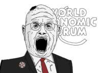 badge chip clothes ear glasses klaus_schwab necktie open_mouth pentagram soyjak stubble text variant:unknown world_economic_forum // 725x545 // 141.2KB