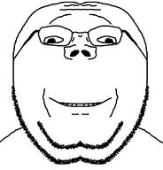 glasses mirrored smile soyjak stubble subvariant:wholesome_soyjak variant:gapejak // 726x756 // 22.6KB