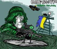 bird call_of_duty call_of_sooty chernobyl firearm grass gun holding_gun holding_object holding_rifle modern_warfare rifle scope sniper soyjak ukraine variant:cobson variant:jasonjak video_game weapon // 1232x1050 // 157.7KB