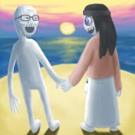 2soyjaks beach drawn_background oekaki painting sun variant:impish_soyak_ears variant:soyak variant:soytan // 500x500 // 310.9KB