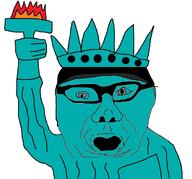 beanie crown glasses grey_eyes holding_object statue_of_liberty torch united_states variant:suomijak // 953x888 // 93.9KB