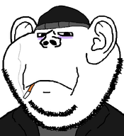 bald beanie beard cigar closed_mouth clothes doomer ear eyebags frown hoodie no_glasses nose oxymoron sad stubble subvariant:jolly_soyak_ears teeth template tshirt variant:impish_soyak_ears // 545x598 // 17.3KB