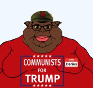 closed_mouth clothes communism ear fat glasses hair hat hello_my_name_is_(sticker) lips maga maoism mutt name_tag people's_liberation_army politics red_star smile star subvariant:branigger tshirt variant:brandon variant:meximutt // 1675x1583 // 332.0KB
