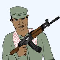 ak-47 arm brown_skin cambodia cap clothes ear gun hair hand hat holding_object khmer_rouge looking_at_you military no_glasses no_stubble nose rifle scarf smile subvariant:chudjak_front thick_eyebrows transparent_background variant:chudjak // 1280x1280 // 295.3KB