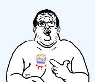 blood ear fat gay glasses hair half_open_mouth irl lips pointing science soyjak stubble variant:haslam // 730x632 // 46.1KB