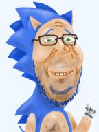 chest_hair closed_mouth furry glasses glove green_eyes shirtless smile sonic_the_hedgehog soyjak stubble variant:gapejak // 727x969 // 2.7MB