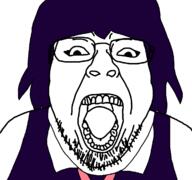 female mari_(omori) meta:tagme omori open_mouth purple_hair purple_shirt variant:bernd // 1200x1125 // 40.7KB