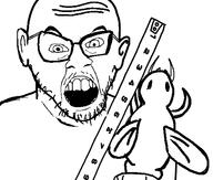 bug ear glasses merge mustache open_mouth ruler series:fusionjaks soyjak stubble thrembo variant:56jak variant:feraljak // 491x416 // 30.0KB